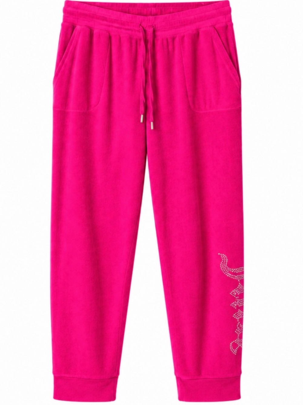 Juicy Couture Hot Pink Velour Rhinestone Lounge Pajama Pants Women’s Size L